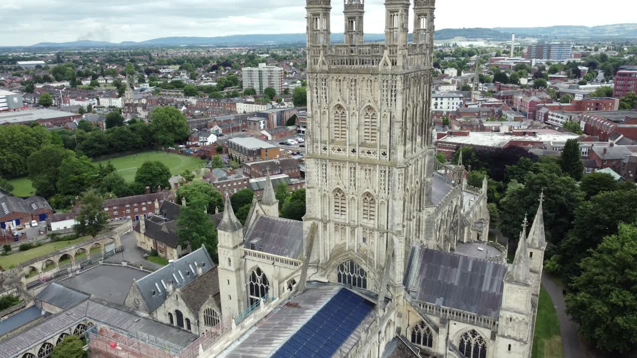 Aerial View of Gloucester Cathedral and Cityscape