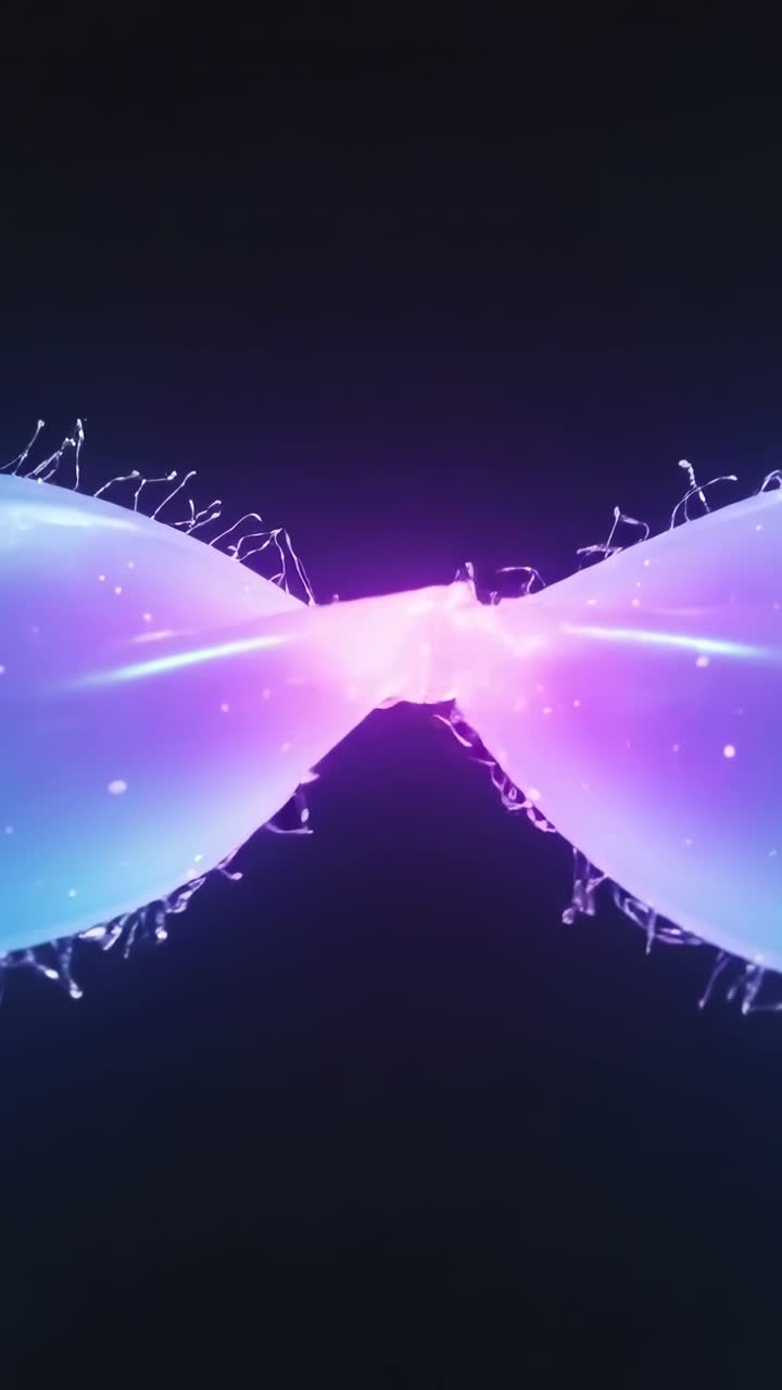Abstract Glowing Blue and Purple Cells Merging and Dividing