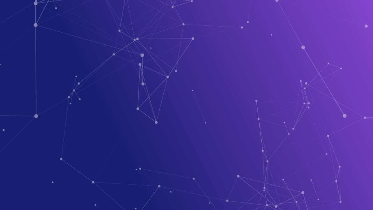 fondo abstracto animado limpio y simple con formas geométricas de plexo plano con puntos aleatorios interconectados por líneas rectas, sobre un fondo degradado azul y rosa brillante