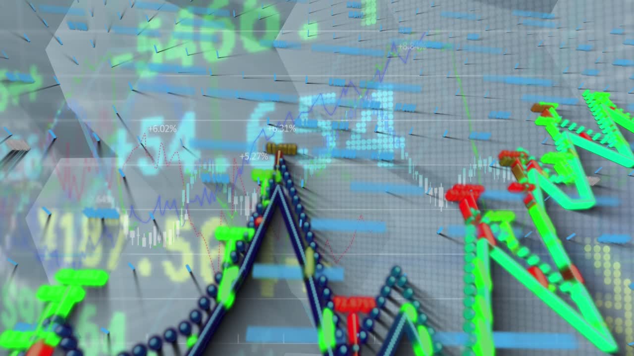 Animacja danych finansowych na szarym tle