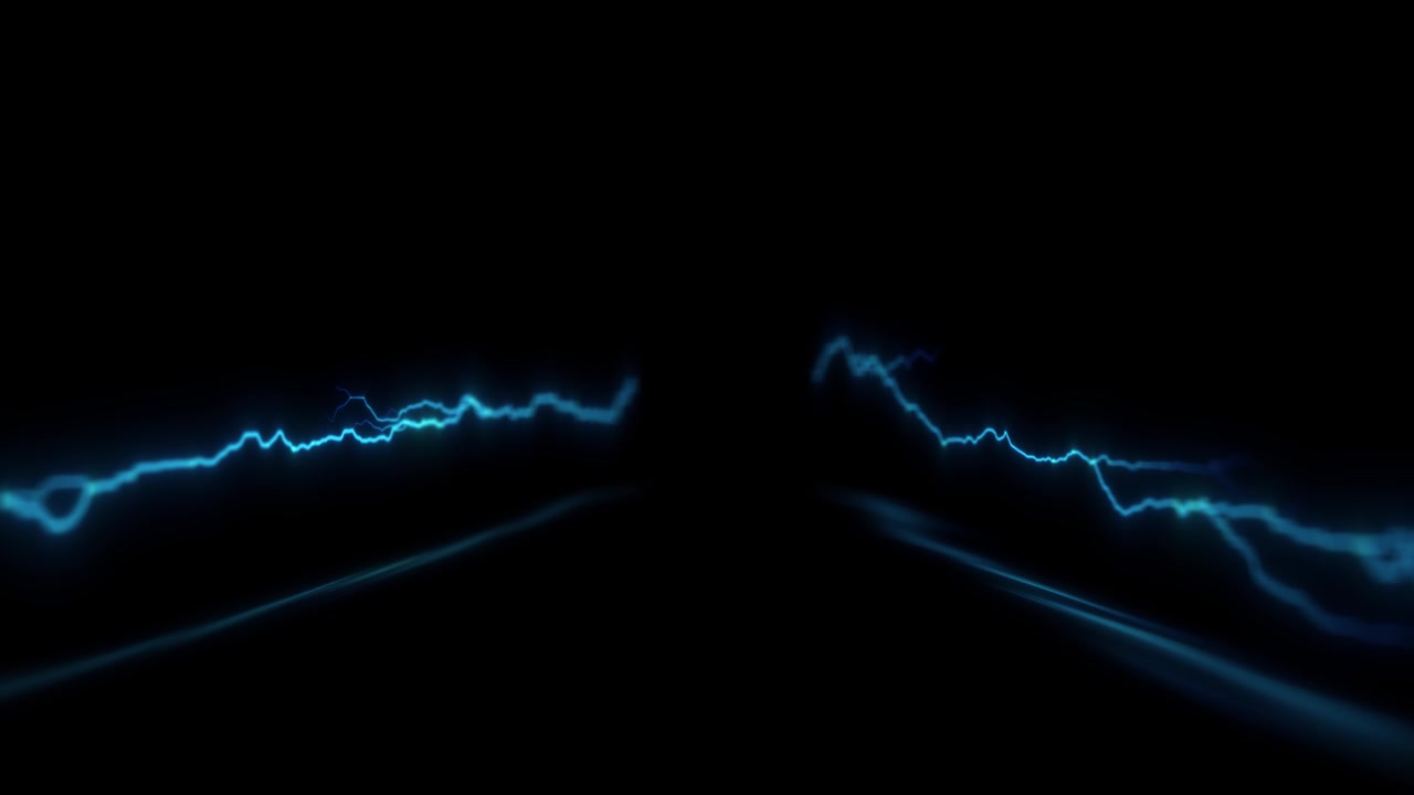 Luminous blue waveform moves electronic pulse digital signal technology wireless music visualization