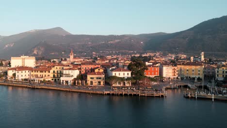 aerial view city iseo in italy