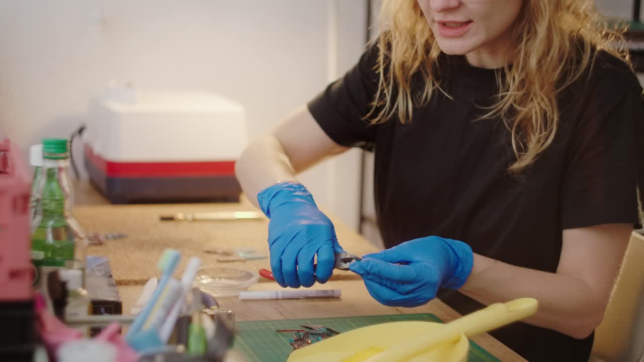 Woman crafting at a table