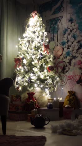 christmas tree in the house vertical view