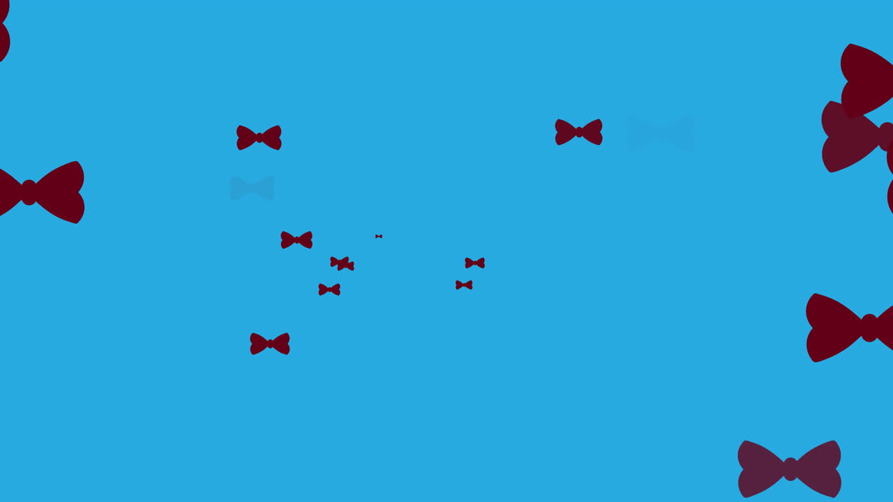 파란색 배경 위에 떠다니는  ⁇ 타이의 애니메이션