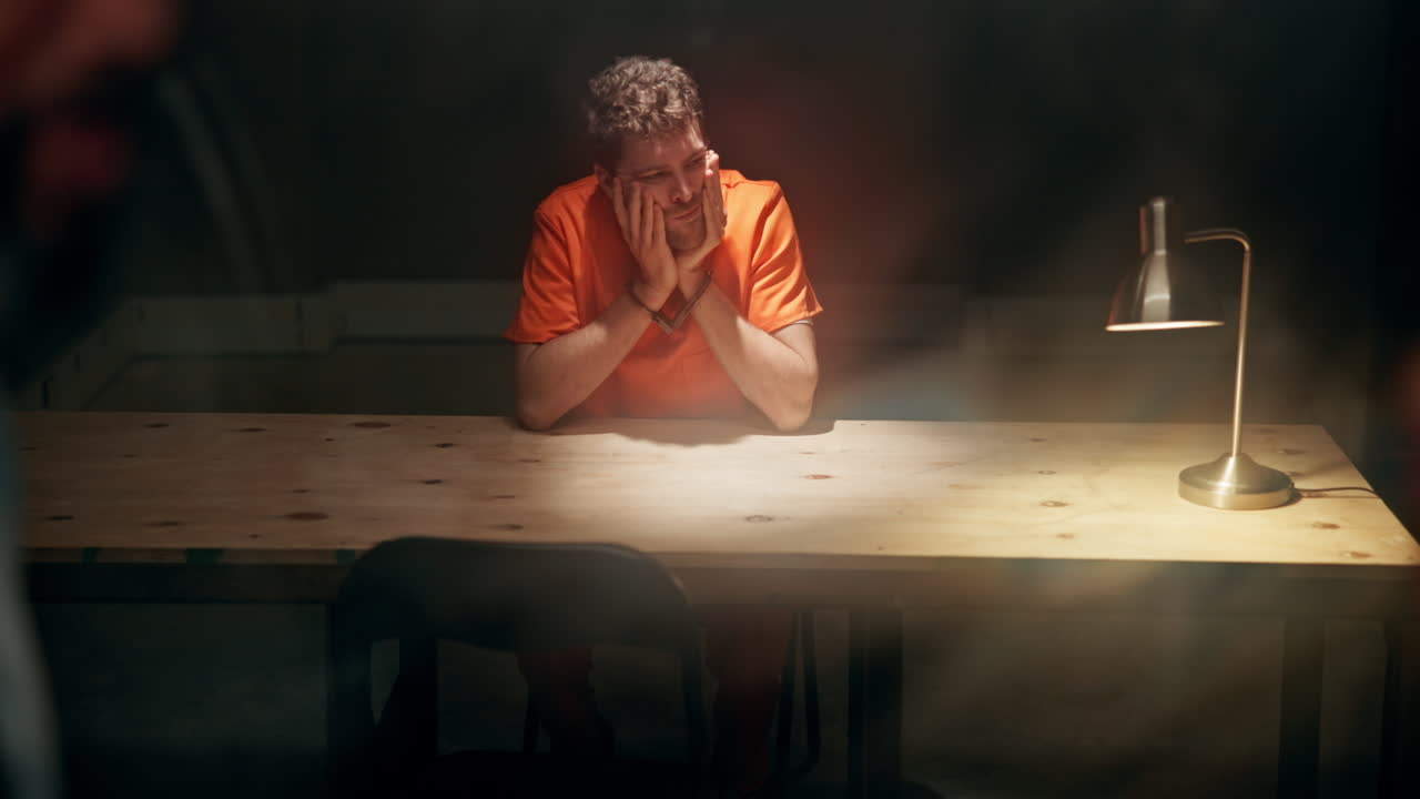 A prisoner being interrogated