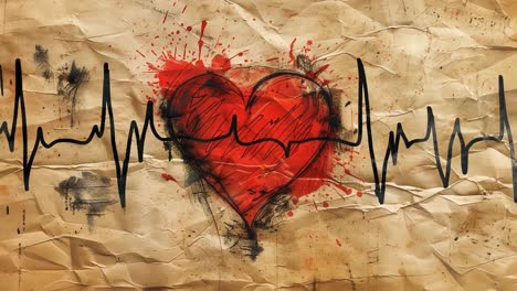 heartbeat on vintage paper
