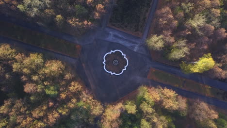 autumn park aerial view with ornamental flowerbed