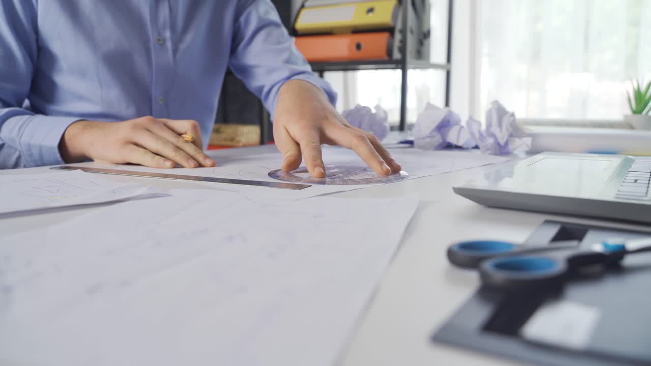 디자이너 작업 공간의 클로즈업.