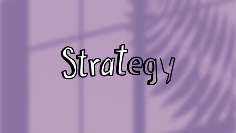 Animation-of-strategy-text-on-purple-background