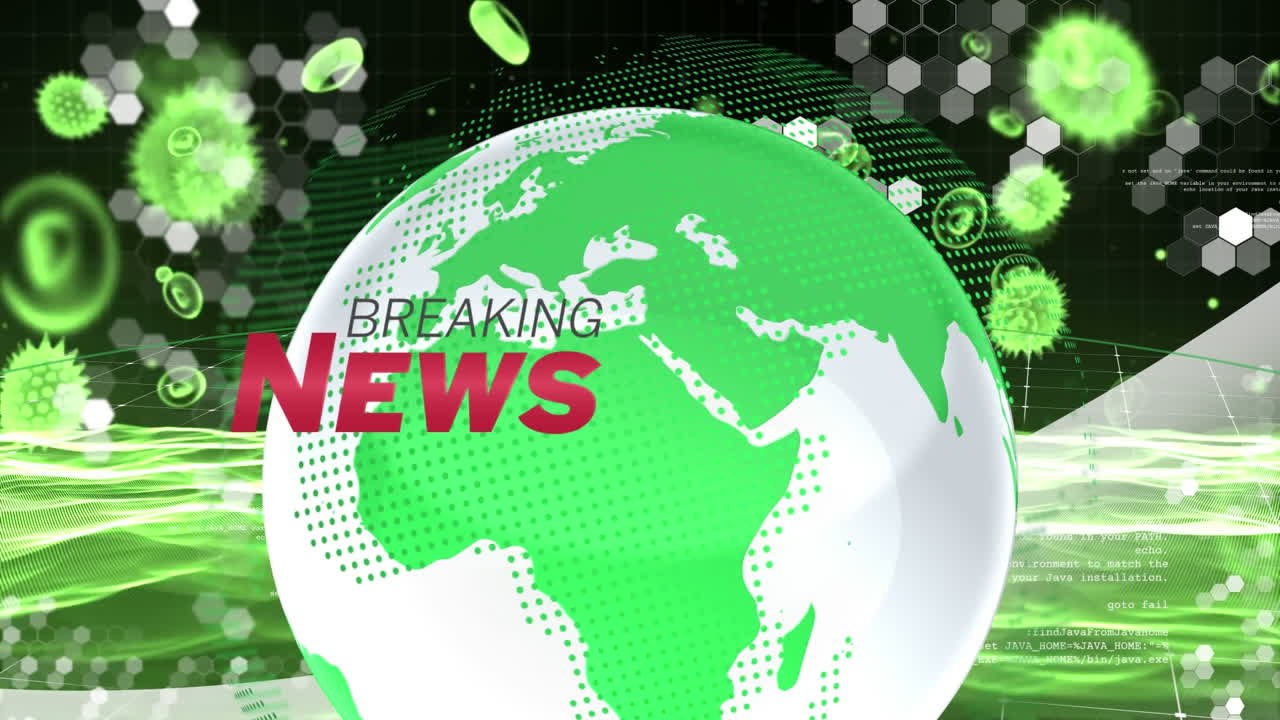 noticias de última hora escritas con globo digital girando con información de virus