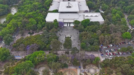 aerial hyperlapse view of surroundings of the museum of anthropology in chapultepec park, capturing the urban landscape, cdmx