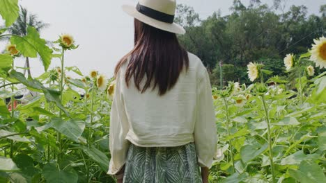 Vista-Trasera-De-Una-Mujer-Con-Sombrero