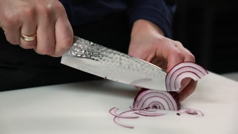 chopping red onion