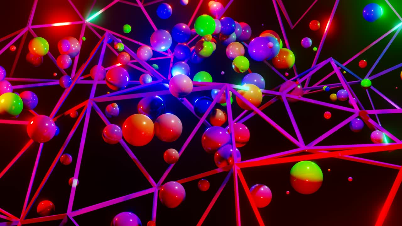 4k 플렉서스 효과: 추상적인 디지털 연결 이동 점과 선