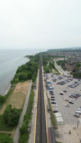 aerial drone shot of rouge bay boats and natural preserve during summer