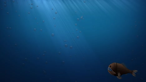 fish swims through ocean depths alone