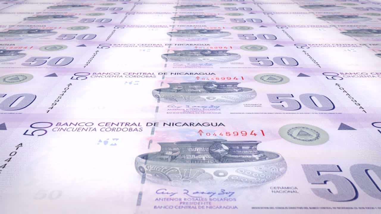 50 니카라과 코르도바의 지폐, 현금, 루프