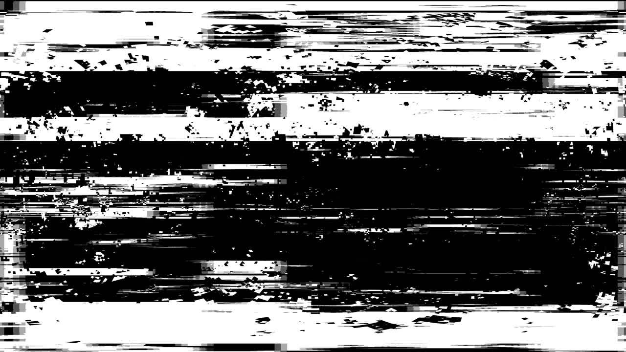 Effetto di transizione glitch digitale con rumore bianco e nero