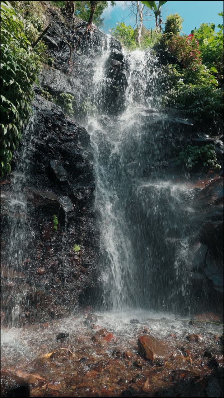 Beautiful Waterfall Cascading Down Rocky Terrain