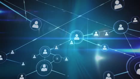 animation of network of connections with people icons with glowing spots