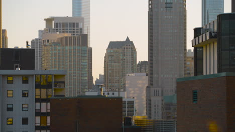 downtown chicago in golden hour light