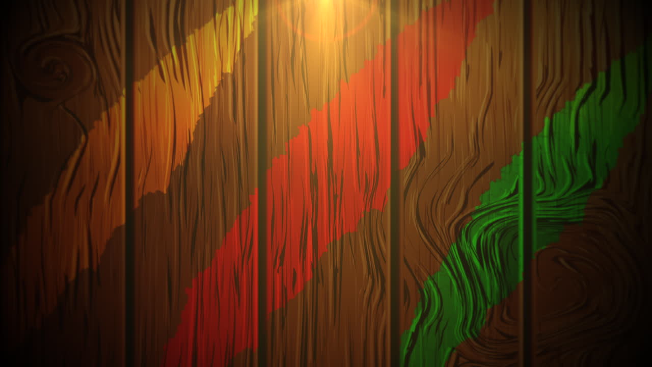 líneas coloridas y rayos de sol sobre madera