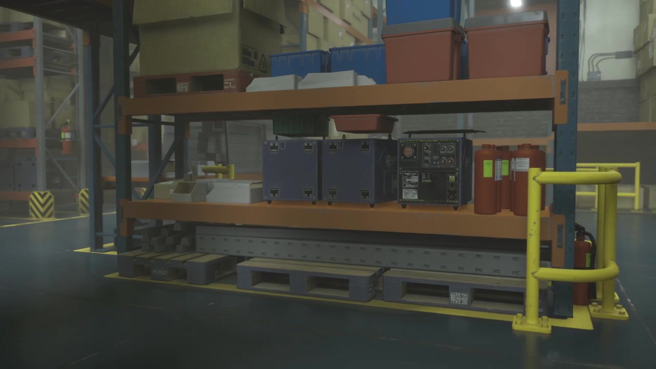 Industrial storage area filled with equipment and supplies in a warehouse