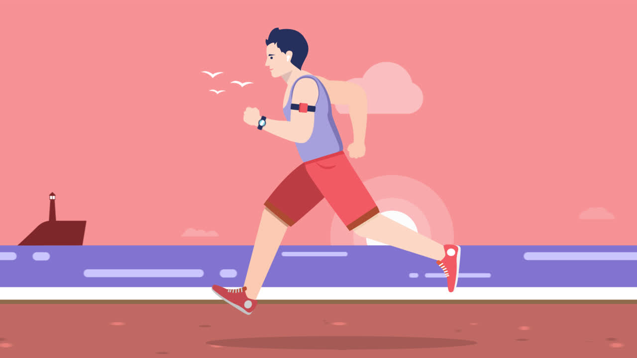 Man Running at Sunset on the Beach