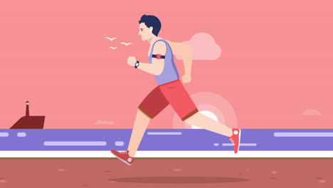Man Running at Sunset on the Beach