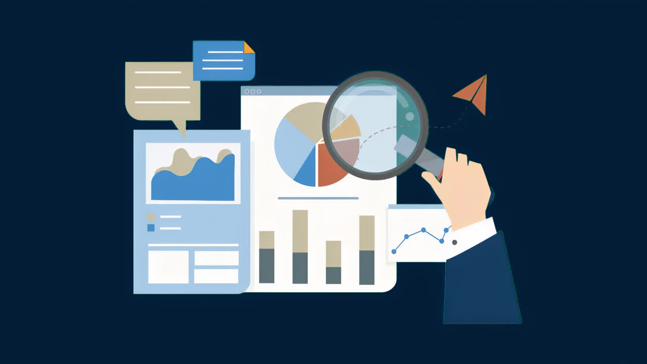 Aset animasi ilustrasi alat visualisasi analisis data terisolasi, video 4K transparan, alfa