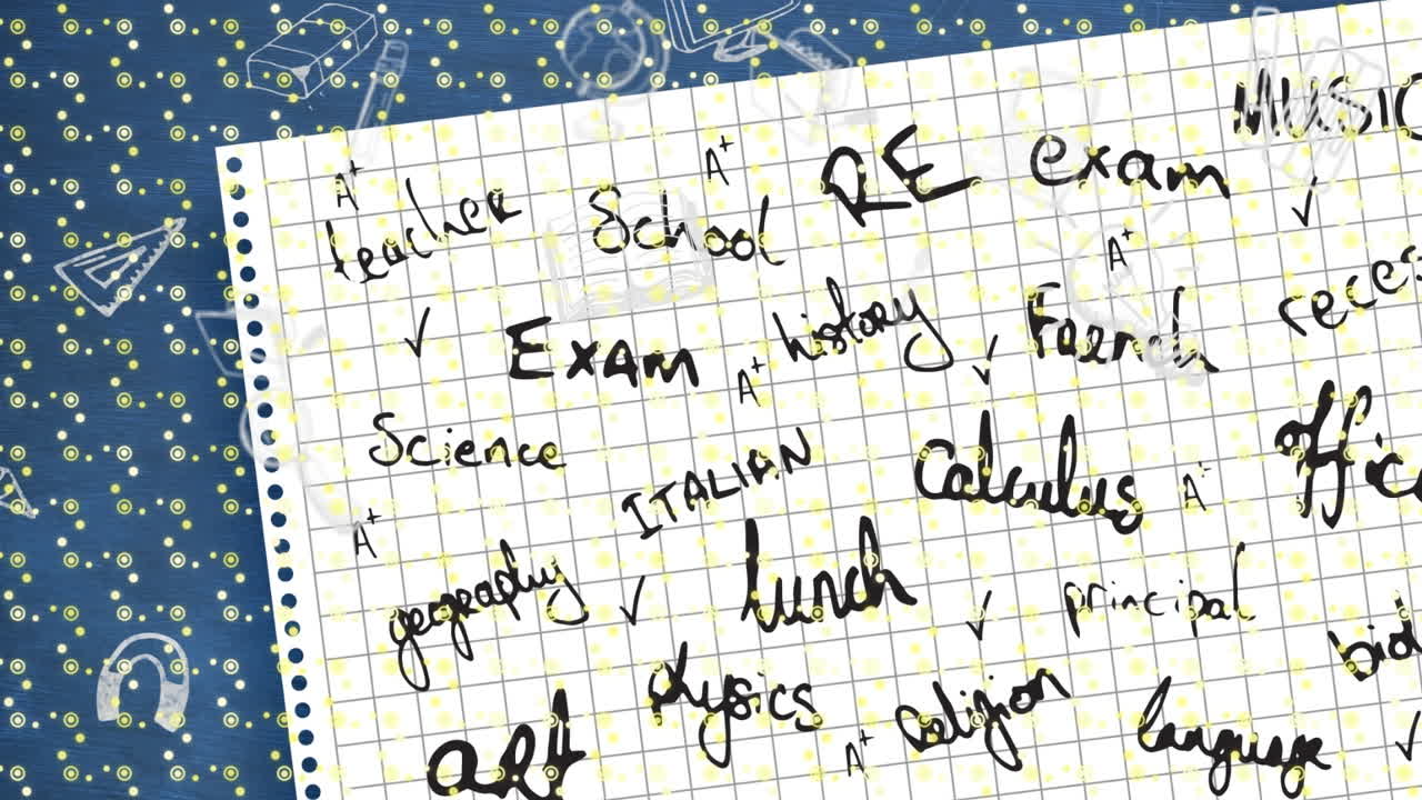 Animation of school icons over school texts