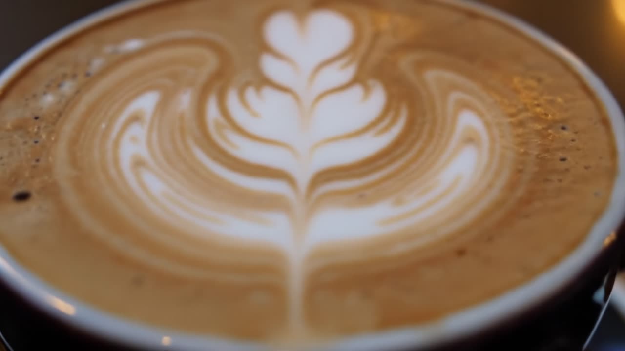 Delightful Latte Art: A Close-Up View of Beautifully Crafted Coffee with Intricate Foam Designs Showcasing the Skill of Baristas and the Richness of Espresso Based Drinks