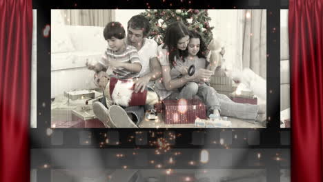 teatro y familia de navidad desempaque de regalos animación