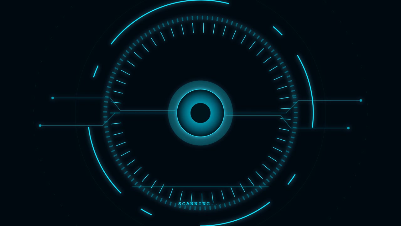 Interfaccia di Scansione Digitale Futuristica con Elementi HUD Circolari
