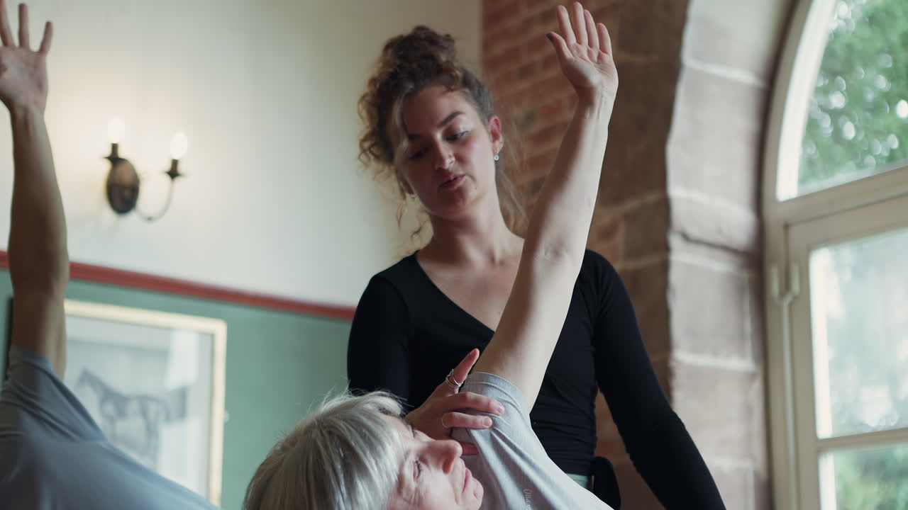 Yoga class with instructor