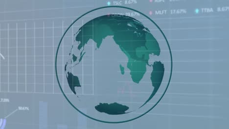 Animación-Del-Procesamiento-De-Datos-Estadísticos-Y-Bursátiles-Sobre-El-Mundo-Sobre-Fondo-Gris