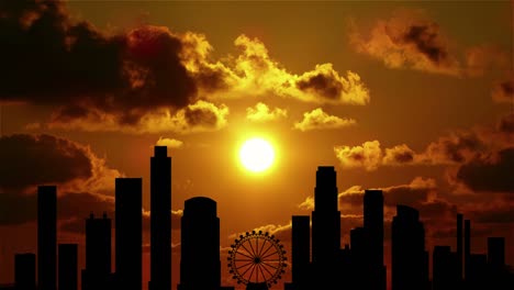 puesta de sol en los ángeles. 4k. bucle. los contornos de los edificios de la ciudad.