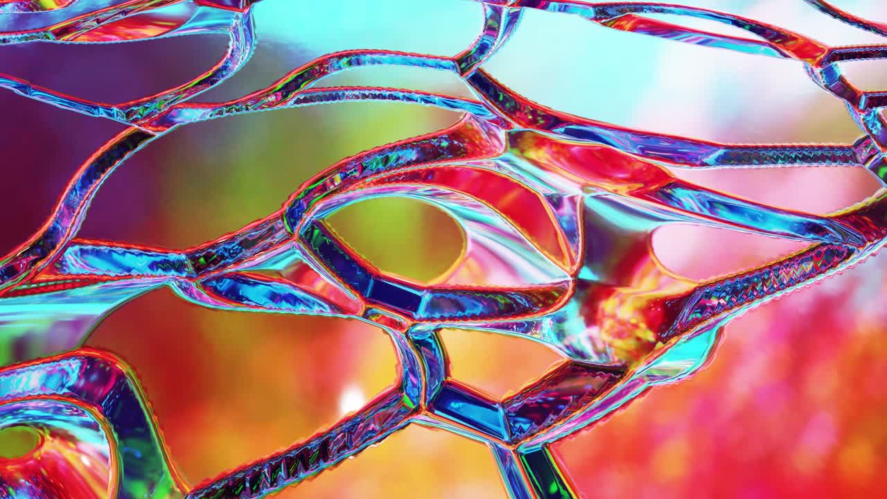 patrón líquido como ondas en movimiento en bucle. 3d elegante abstracto iridescente bg de superficie ondulada como vidrio líquido brillante con arco iris hermosos colores de gradiente. 4k animado fluido colorido de moda.