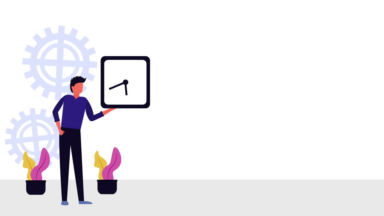 시간 시계 캐릭터와 함께 사업가