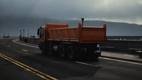 big lorry truck on the bridge