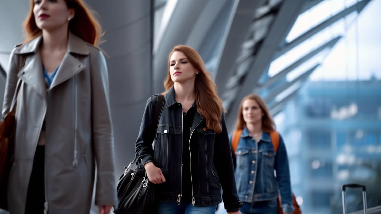 Viaggiatori in movimento: una scena con bagagli colorati e passeggeri in un terminal aeroportuale, che cattura l'eccitazione della partenza e del viaggio imminente.