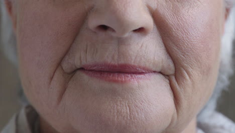 close up mouth of elderly woman smiling happy