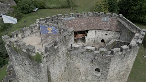 Aerial-View-Of-Castillo-De-Moeche-In-A-Coruña,-Spain