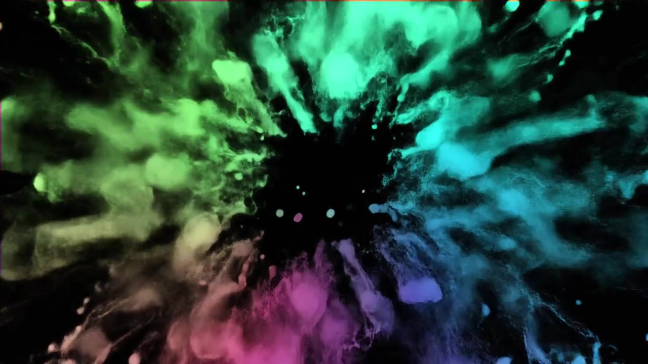 Colorful Ink Explosion in Water on Black Background