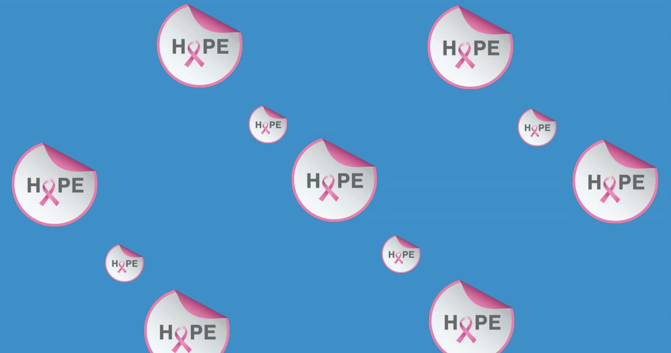 Animation of multiple hope text banner with ribbon icon against blue background with copy space