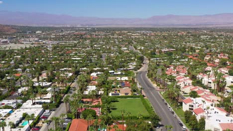 drone flying over neighborhood city palm springs