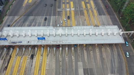 aerial view of a toll plaza on a highway