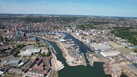 ipswich port marina and town suffolk uk drone aerial view 4k footage