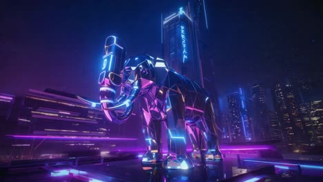 cyberpunk elephant in futuristic city